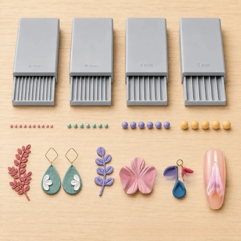 Art Craft Template - 4-teiliges Set mit Tonextruder-Schablonen 2-5mm, Polymer-Ton-Schneidewerkzeuge,