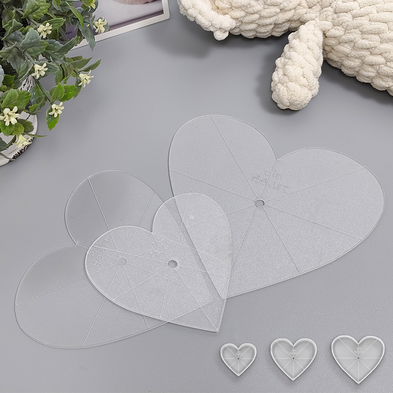 Art Craft Template - 3-teiliges Herzförmiges Acryl-Quiltlineal-Set Präzisions-Schablonen für Valentinstag