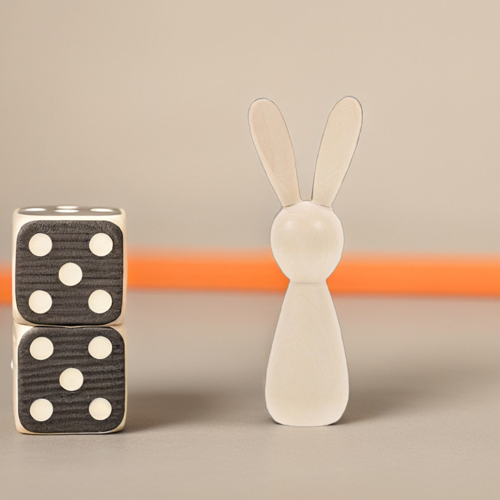Art Craft Rabbit - 7 Stück Blanko-Holzhasenfiguren aus Naturholz für