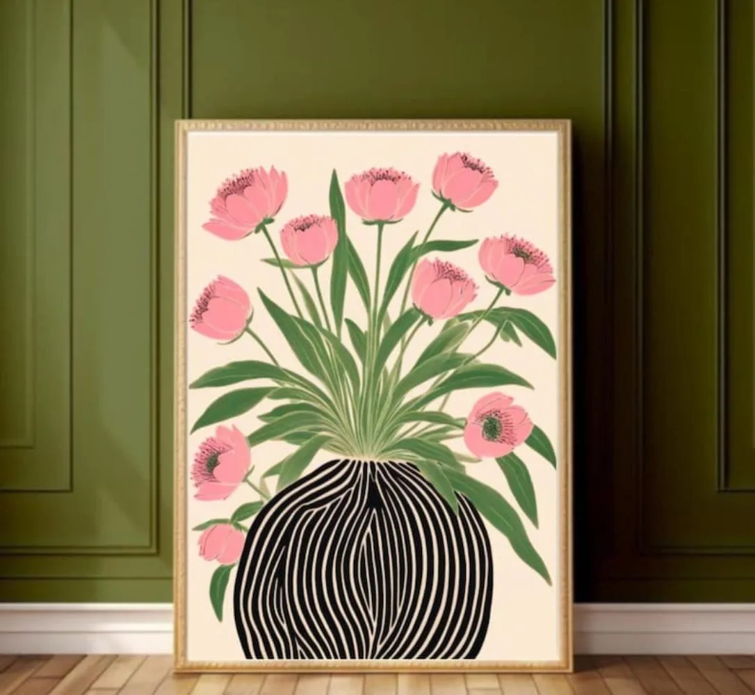 Art Craft Vase - Ein rahmenloses Blumenposter, Matisse-Wandkunst, Pastelldruck, Blumengemälde