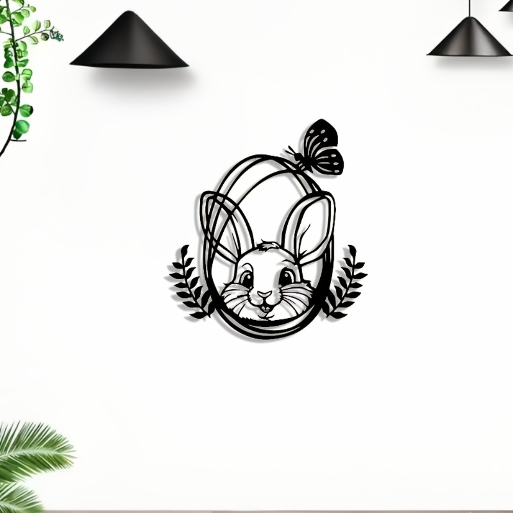 Art Craft Rabbit - CIFBUY Metall-Wandkunst, Bohemian-Kaninchen-Skulptur, wasserdichtes Aluminium-Hängedekor für