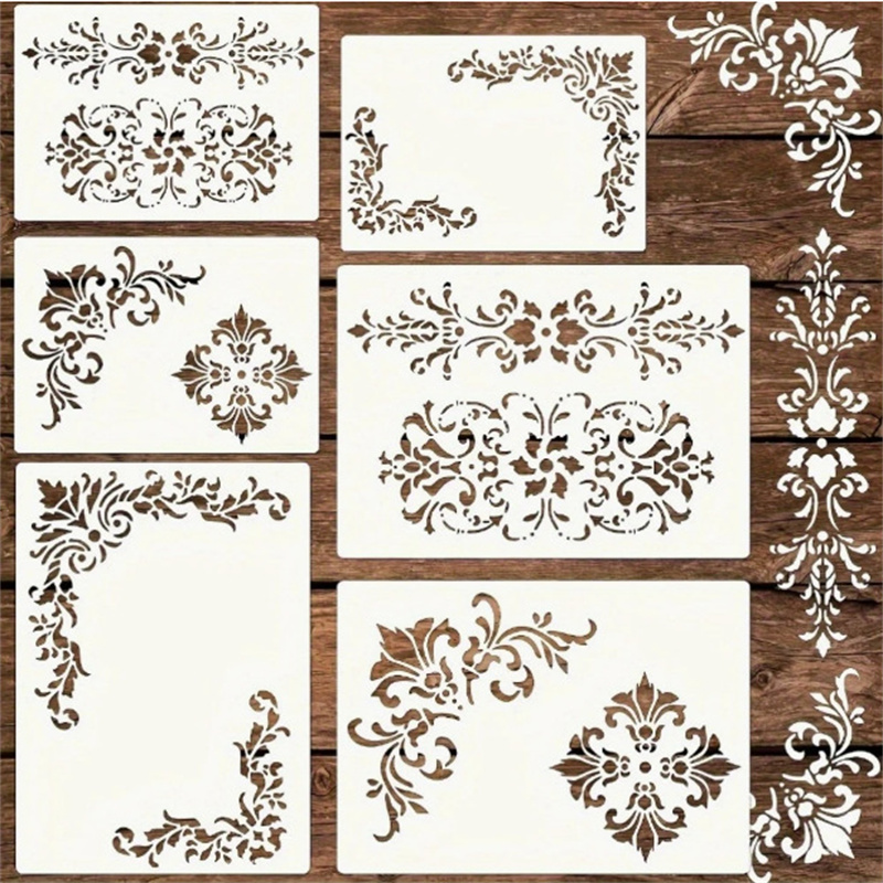 Art Craft Template - 6 Stück florale Eckschablonen zum Malen,