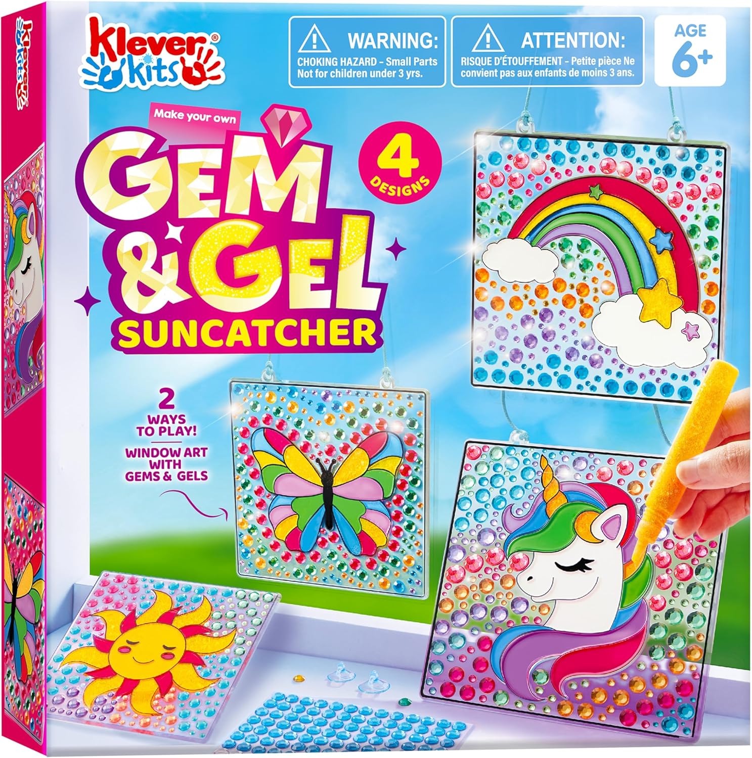 Art Craft For Christmas - JOYFY 4 Stück Fensterkunst, 2-in-1-Edelsteine und