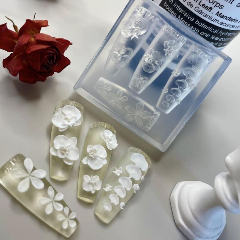 Art Craft Template - 3D Transparente Silikon-Nagelform DIY Nagelkunst-Dekorationen Phalaenopsis-Blumen-Maniküre-Vorlagen