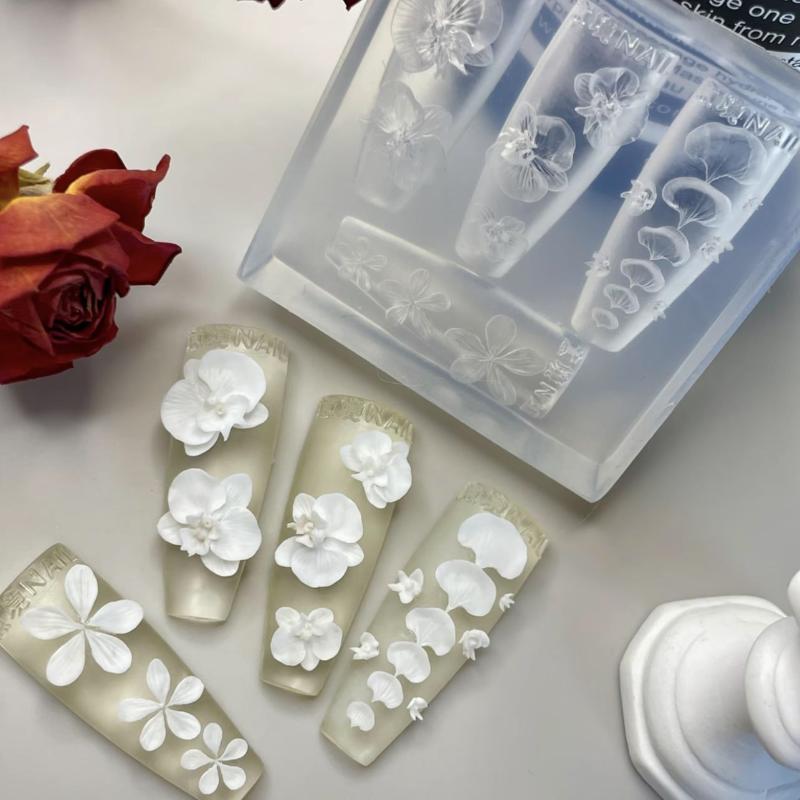 Art Craft Template - 3D Transparente Silikon-Nagelform DIY Nagelkunst-Dekorationen Phalaenopsis-Blumen-Maniküre-Vorlagen