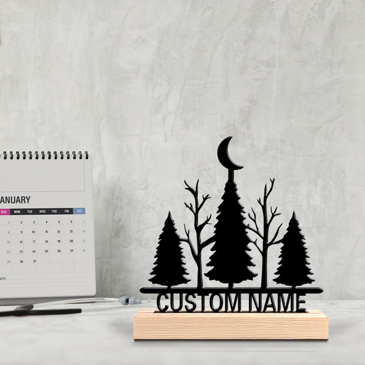 Art Y Craft - 1 Stück Minimalistischer Mondbaum mit Individuellem