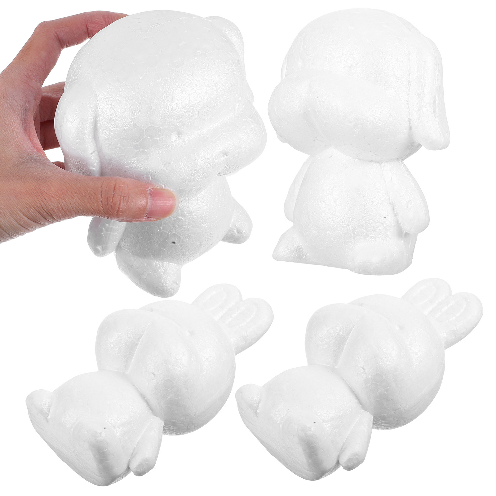 Art Craft Rabbit - 4-teiliges Schaumstoff-Tier-DIY-Set, weiße, unbehandelte Hasen- und