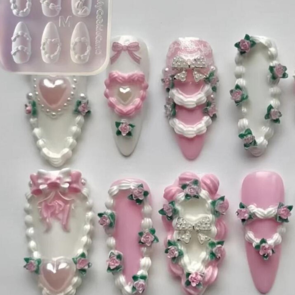 1pc 3D Französisch Creme Nail  – Art Craft Template Bewertung und Preis